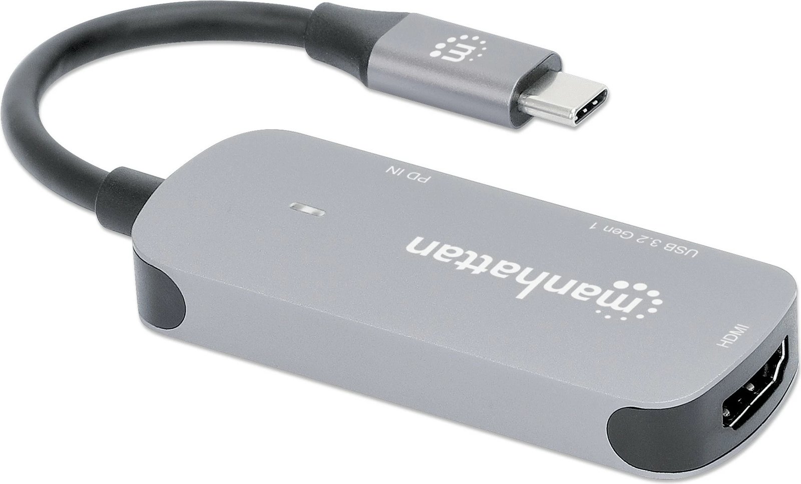 Dock 3-në-1 MANHATTAN, USB-A/USB-C, HDMI 4K60, USB Power Delivery, argjendtë