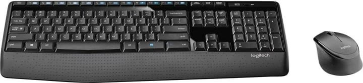 Set tastierë–maus Logitech MK345 920-006489 wireless, layout US, USB, me mbështetëse pëllëmbe, e zezë/blu