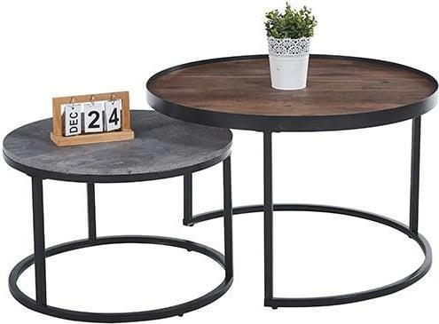 Tavolina ndihmëse Nextdeco, set prej 2 copë, Metal dhe MDF