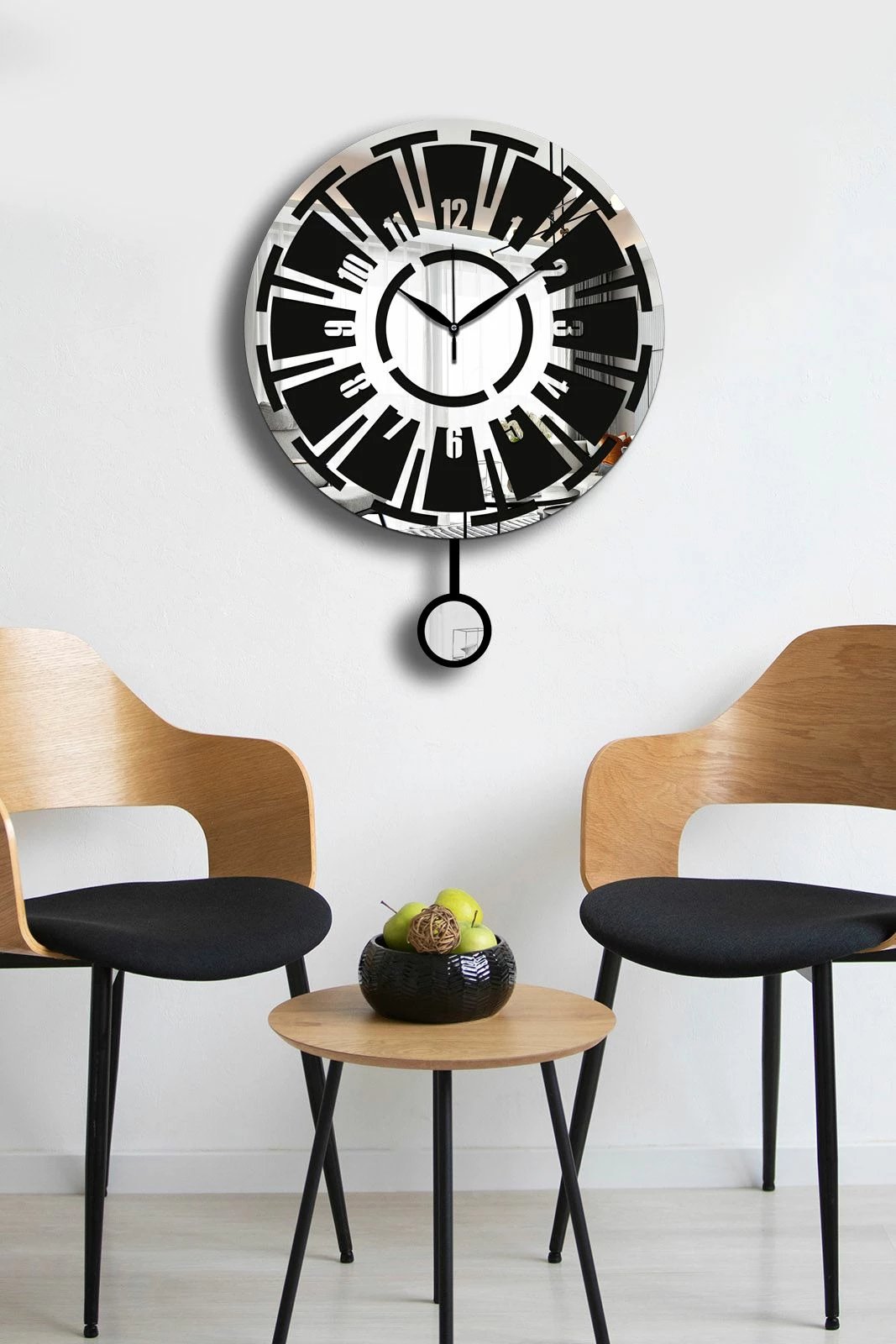 Orë muri dekorative Wallity, Vlnt114Gu, argjend e zezë