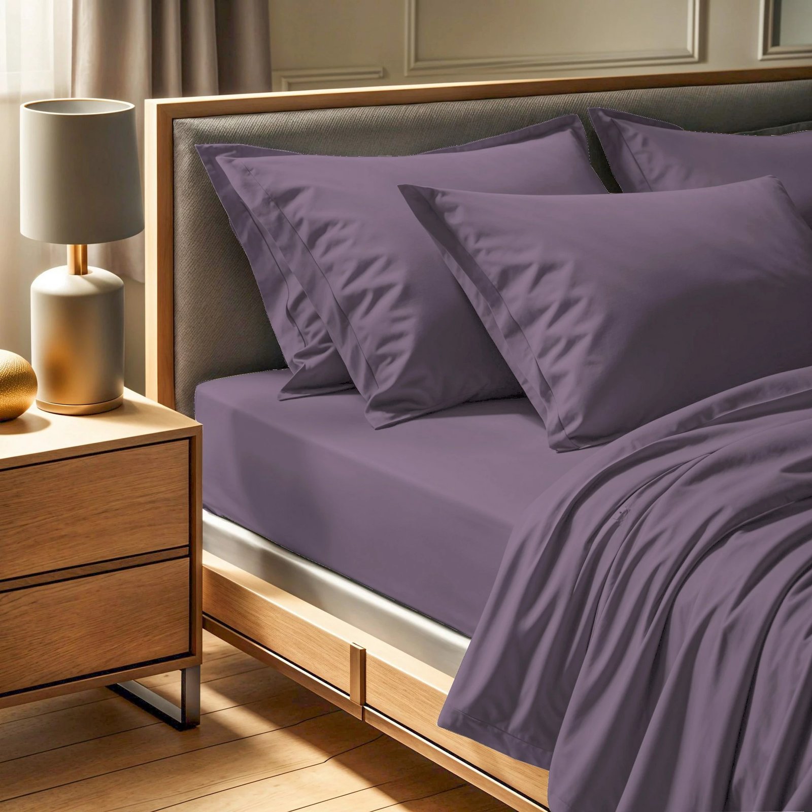 Çarçaf i shtrirë Double XL, pambuk ranforce, ngjyrë dusty rose, 140x200+30cm