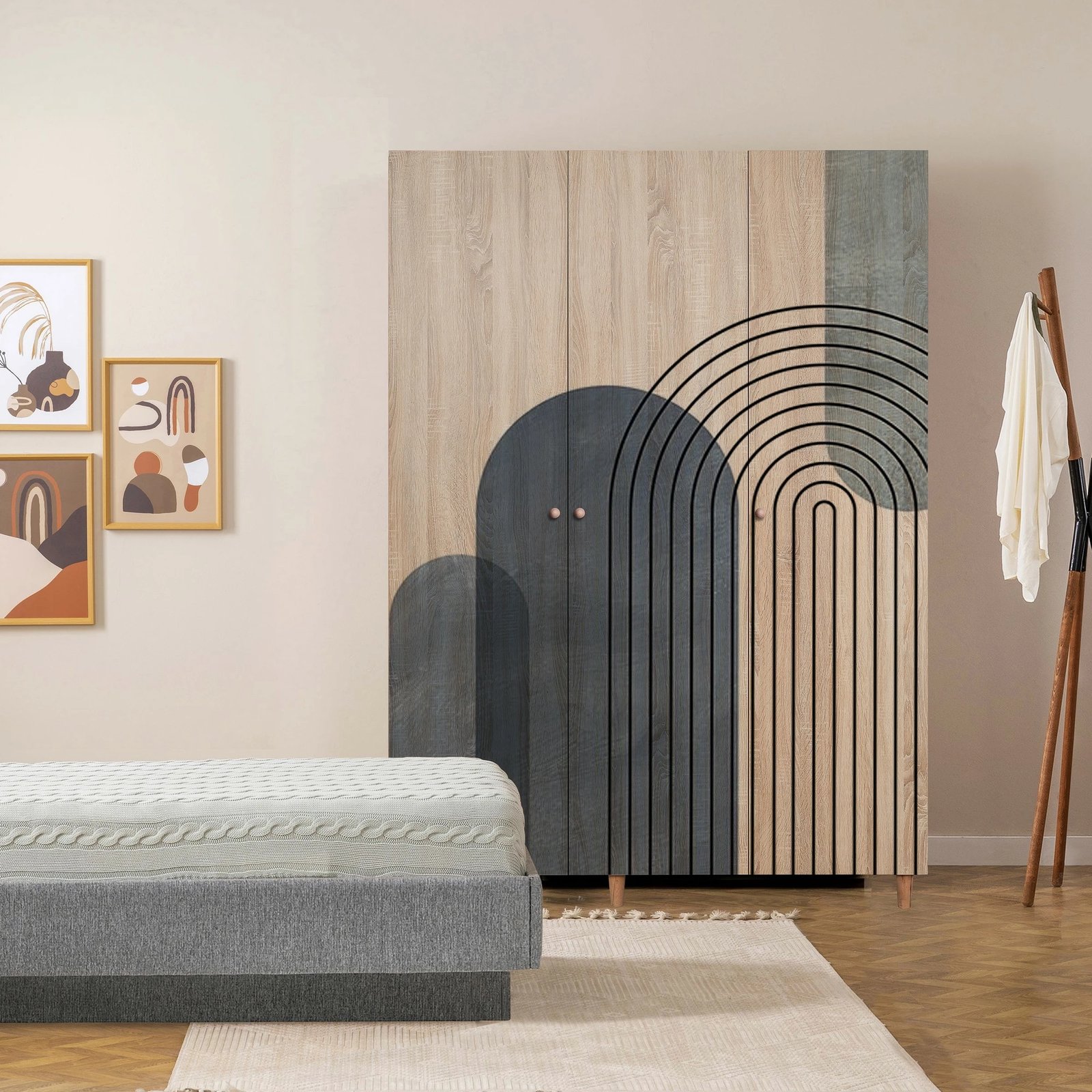 Dollap Lena 3, dekor Skye, ngjyrë sonomo, 135x192x52cm