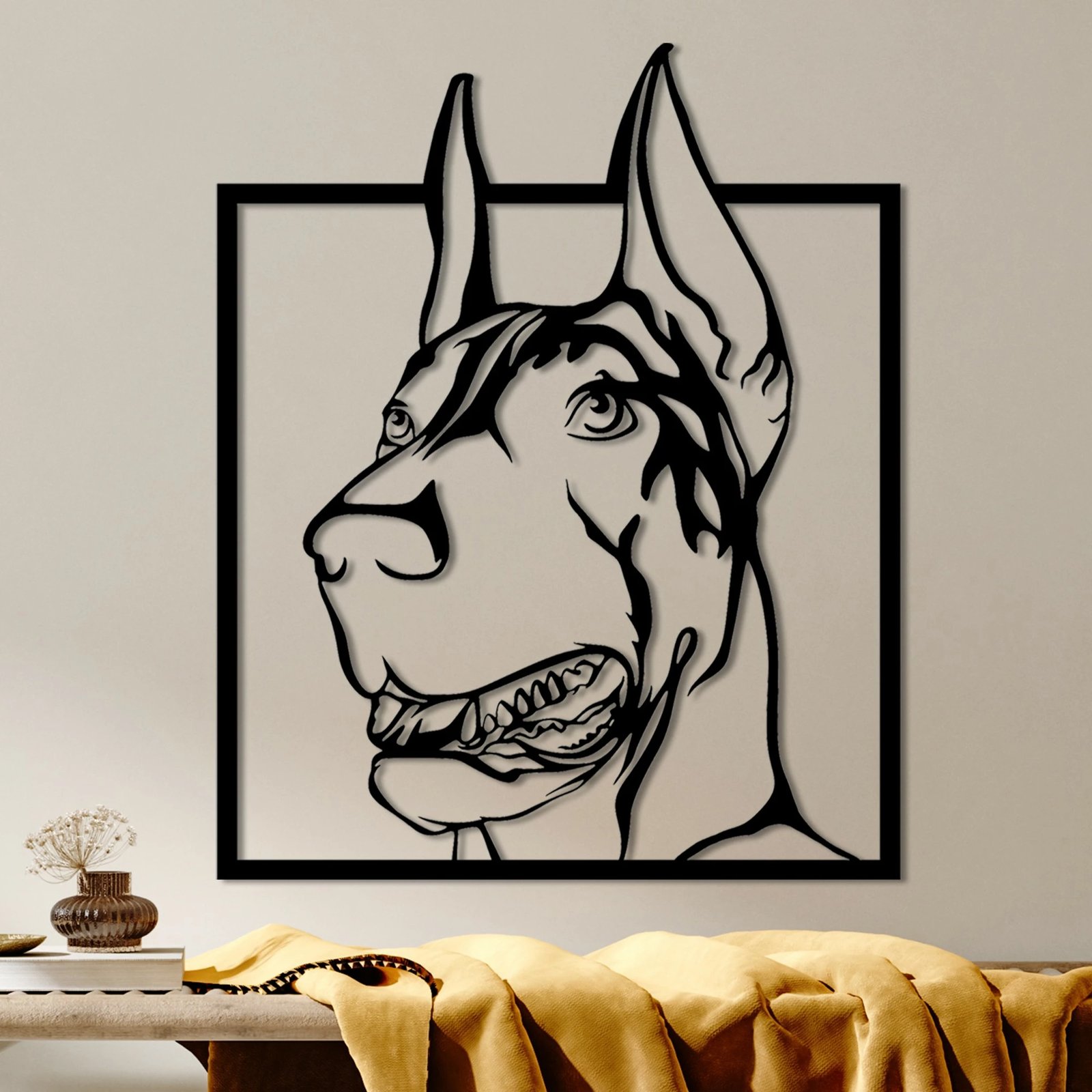 Aksesor dekorativ metalik për mur, Wallity, Doberman