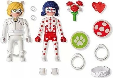 Set figurina Playmobil Miraculous 71865, Ladybug dhe Black Cat, 17 pjesë, Bardhë