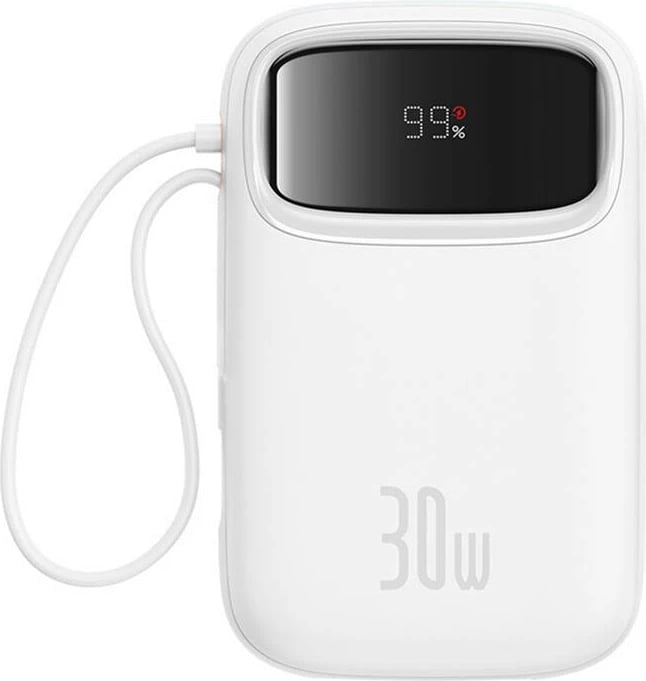 Powerbank Baseus QPow 2, 10000mAh, 30W, e bardhë