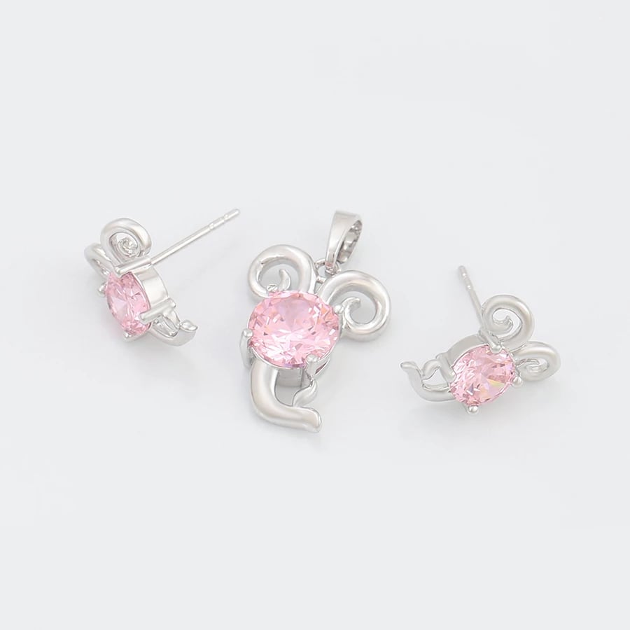 Set - vathë dhe varëse të flakëruara në argjend V2FAR, argjendtë/rozë