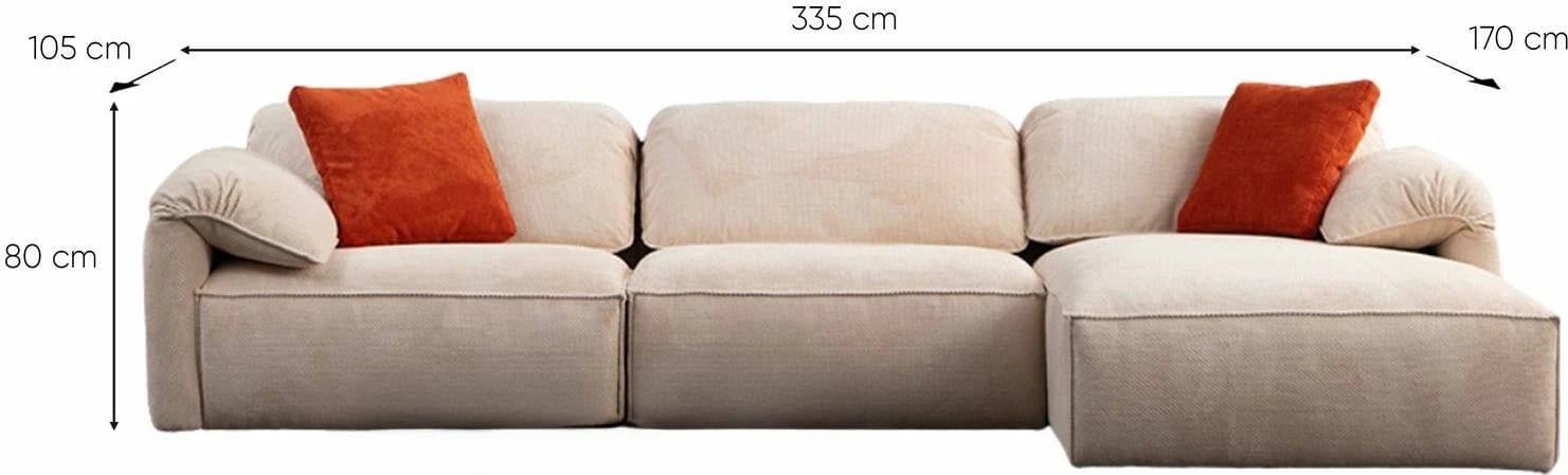 Këndare Flamingo, krem, Atelier del Sofa, 335x170x105x80cm