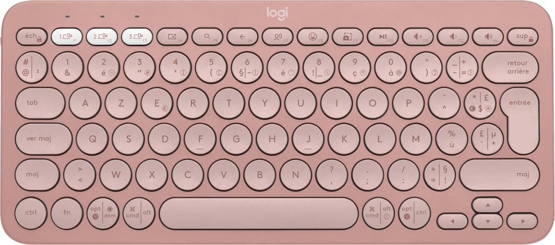 Tastierë mini Logitech Pebble Keys 2 K380s, wireless, Bluetooth, AZERTY, rozë