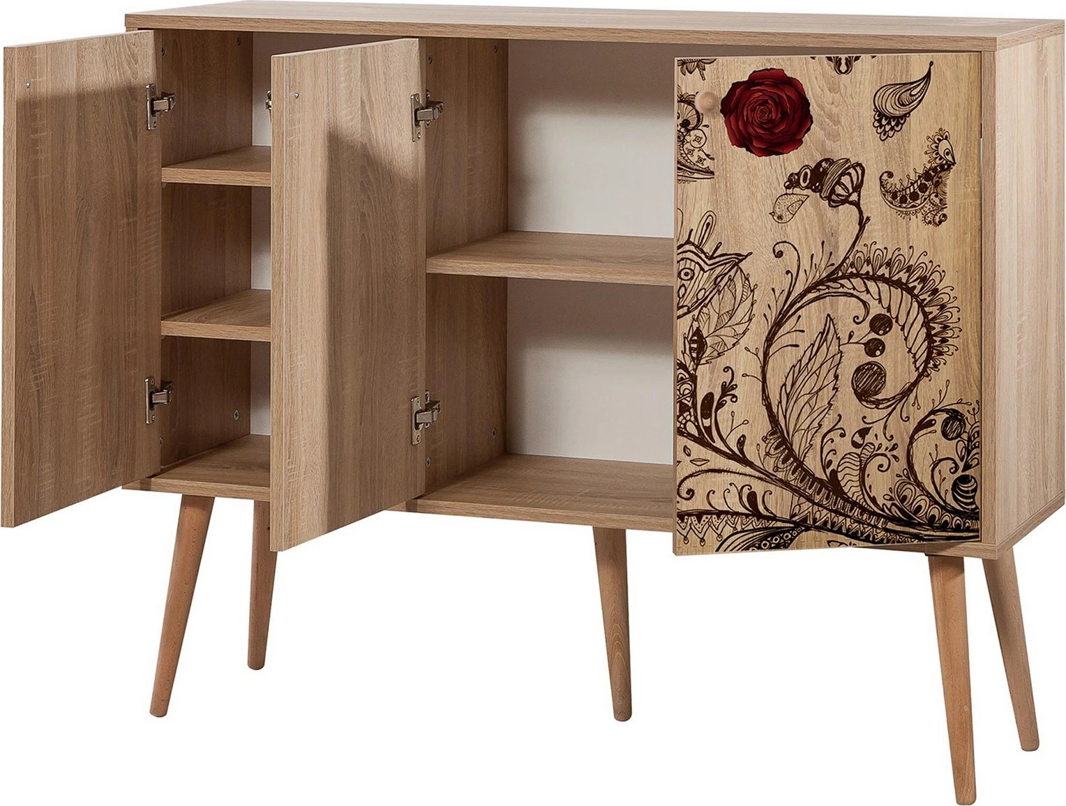 Konsol Hanah Home, Mega-731, ngjyrë lisi Sonoma