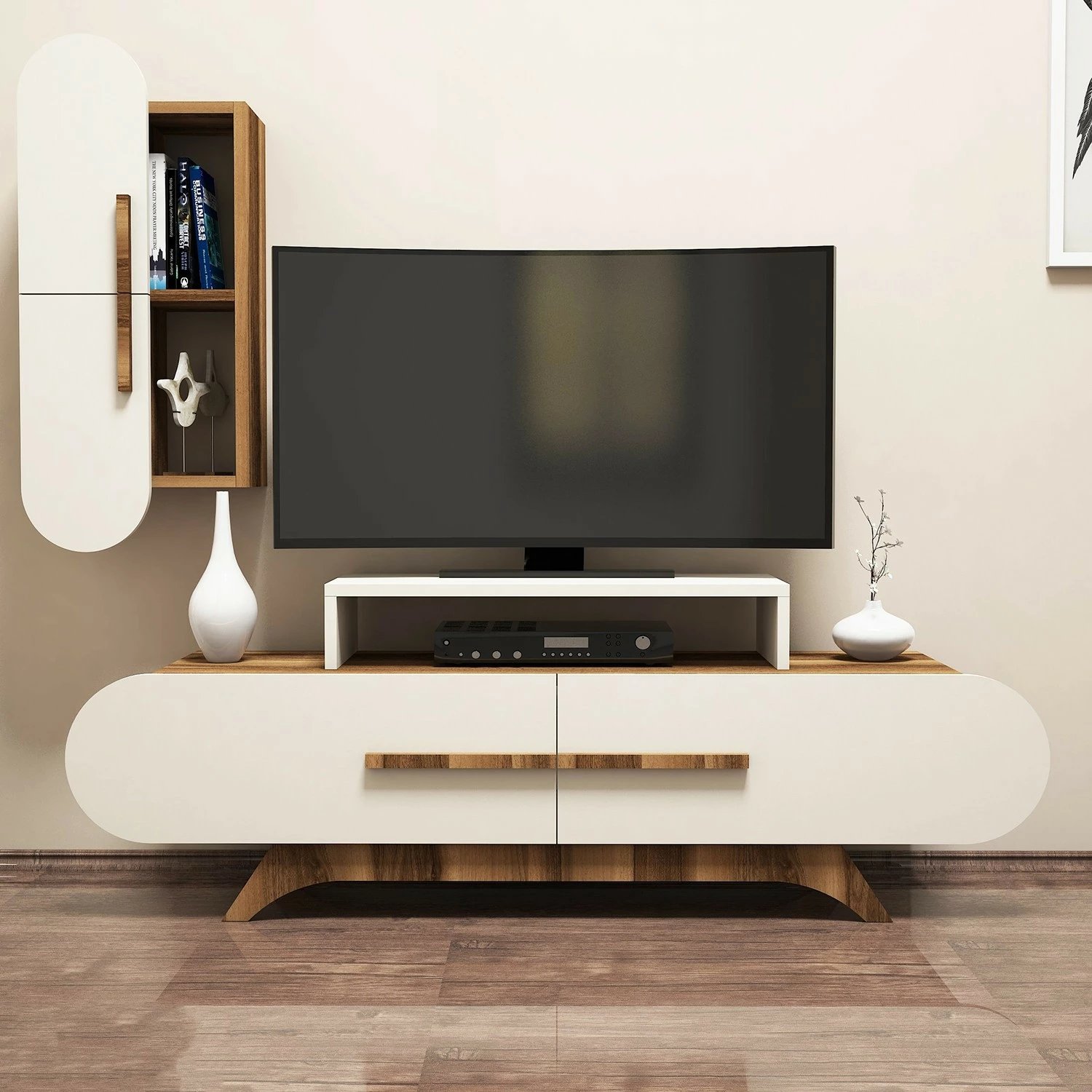 Njësi TV Hanah Home, Rose S, ngjyrë arre dhe krem