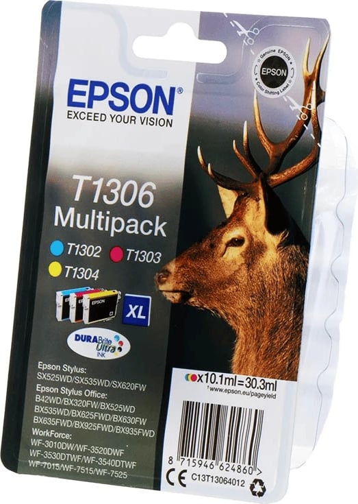 Bojë printeri Epson T1306 C13T13064012 XL, cian magenta e verdhë, multipack