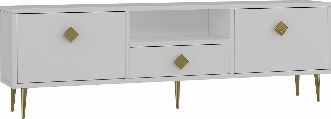 Komodë për TV Skye Decor, 1308-DROP-1, e bardhë, e artë