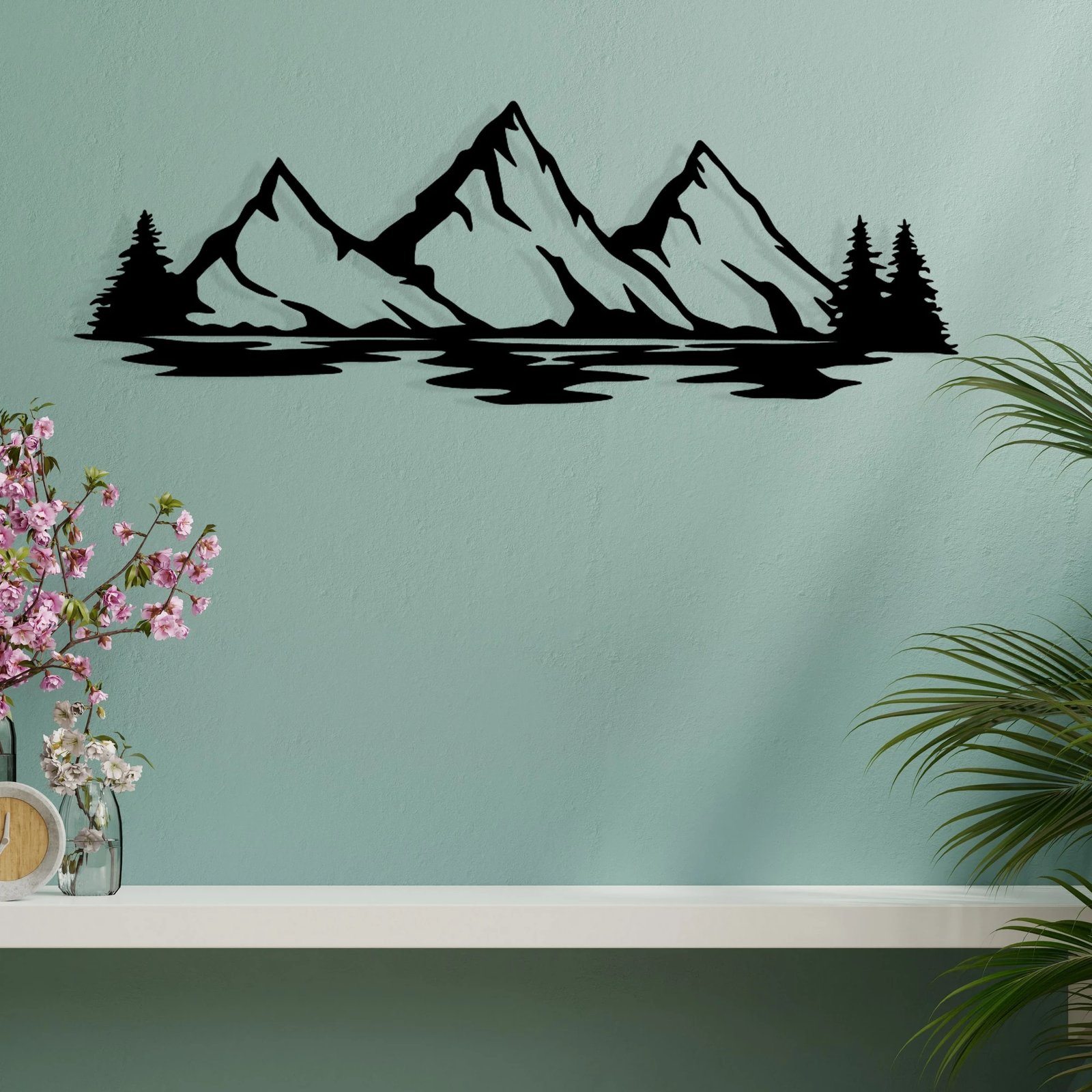 Aksesor dekorativ metalik për mur Wallity, Nino, ngjyrë e zezë, 68.5x23.5cm