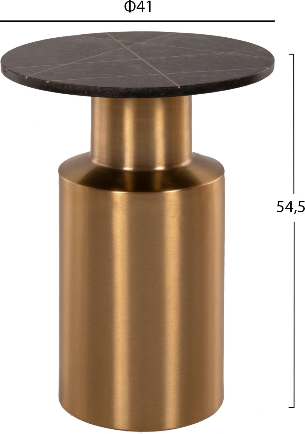 Tavolinë anësore CLAYDEE FH9675 metalik, ngjyrë ari-e zezë, sipërfaqe mermeri Φ41x54.5H cm