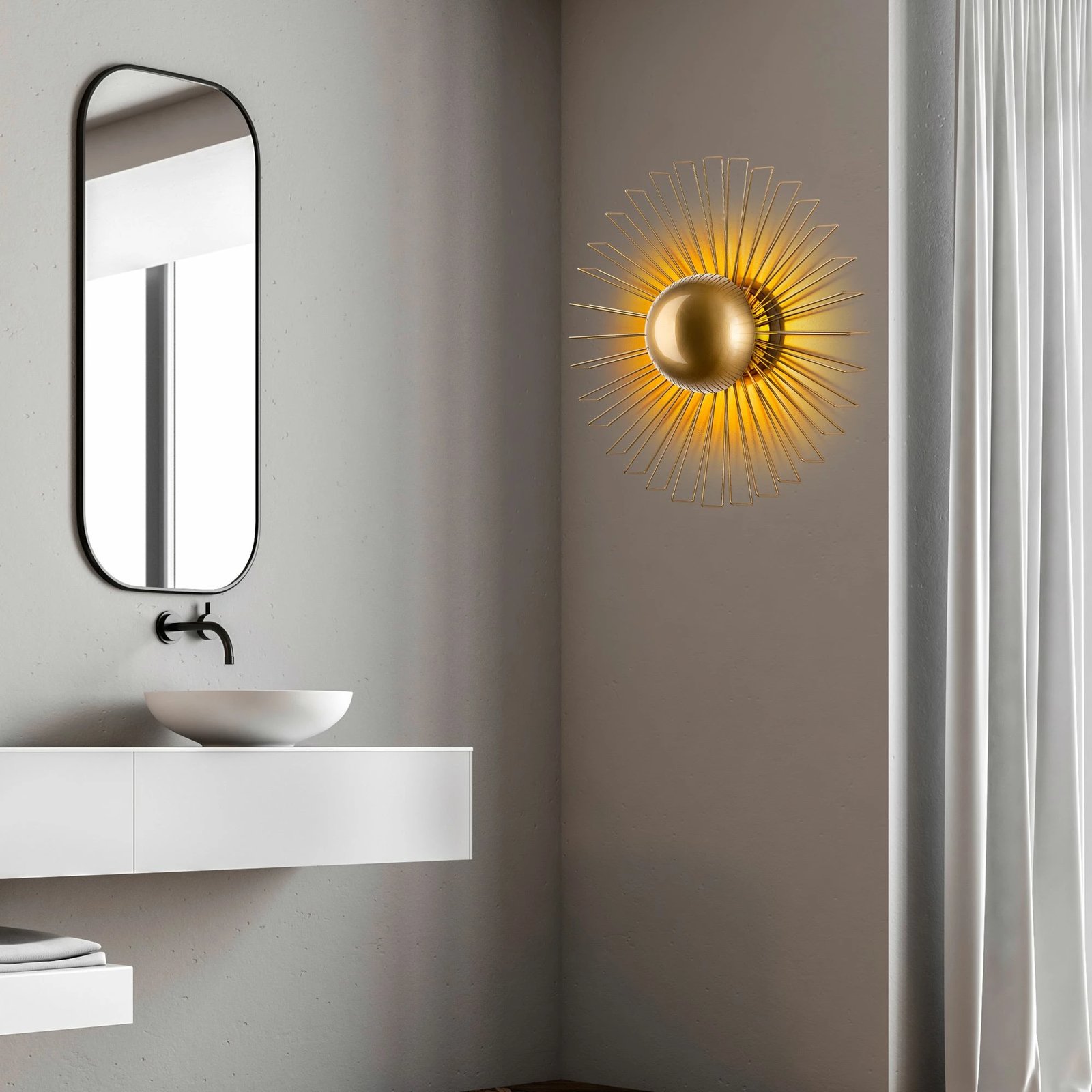 Llambë muri dekorative, metalike, ngjyrë ari, Opviq Kaya - 15236 - L