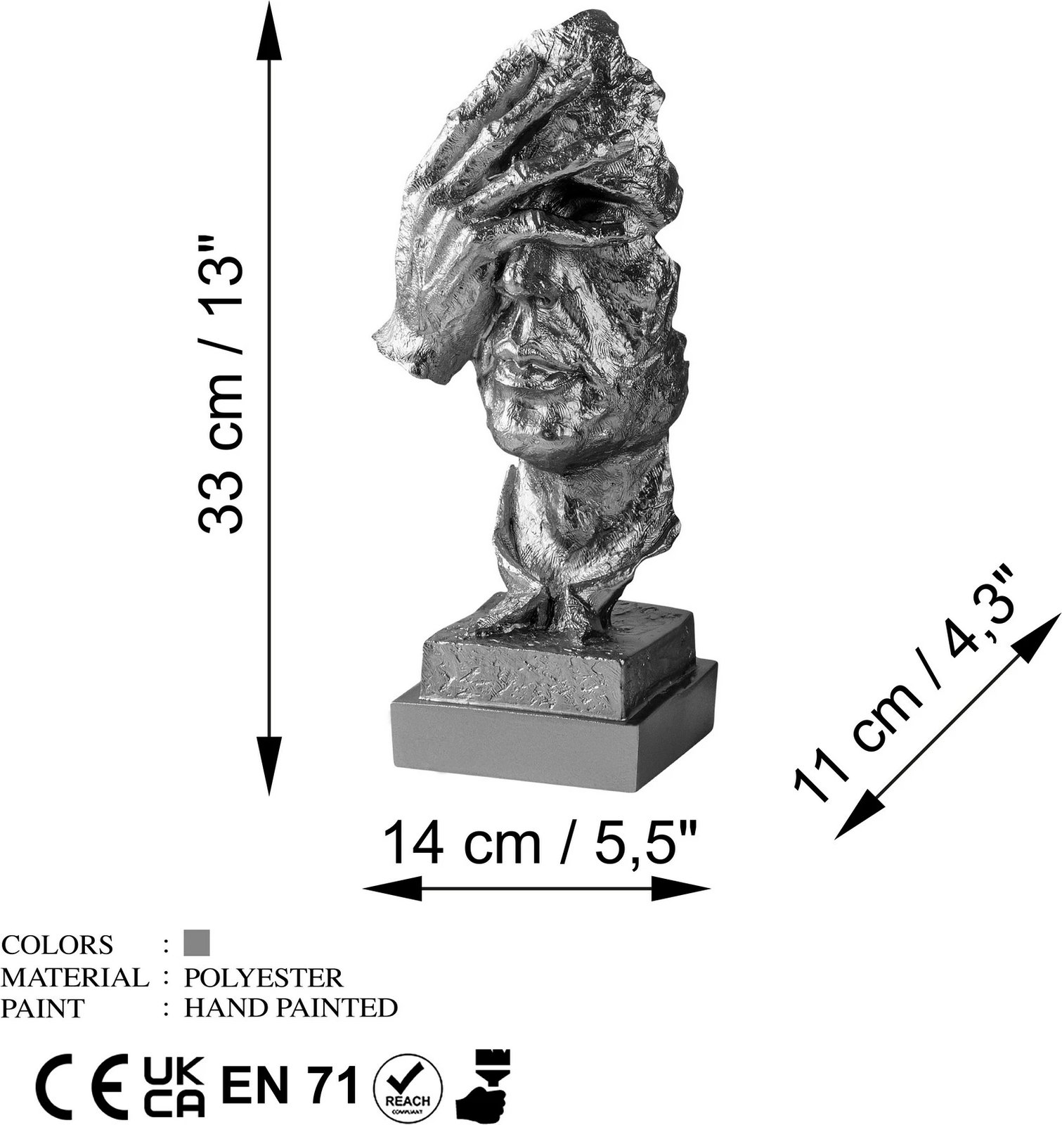 Objekt dekorativ Evila Originals, argjendtë, Yak-032-B