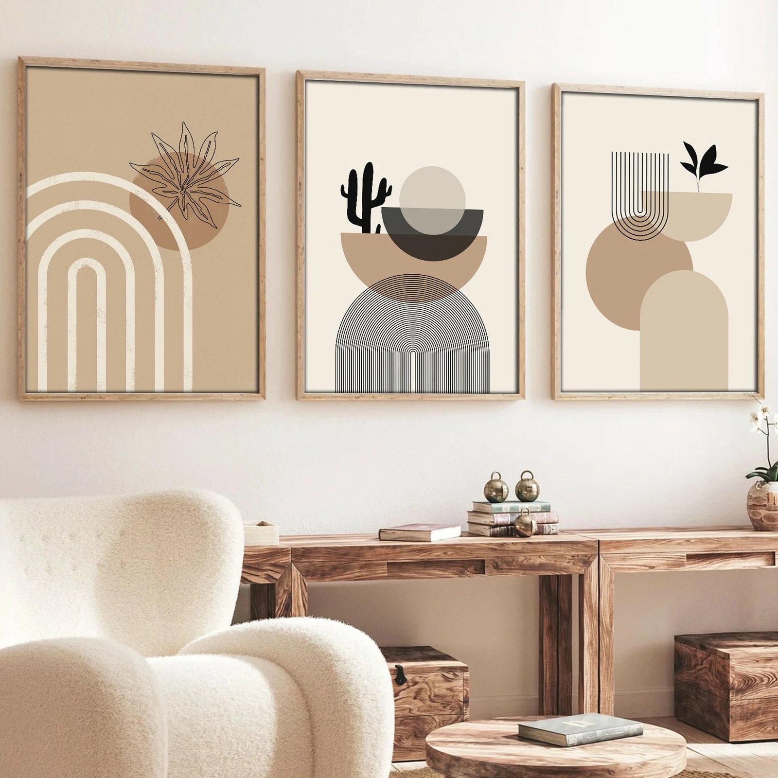 Pikturë dekorative me kornizë MDF (3 copë), Wallity, Huhu264, 50x35