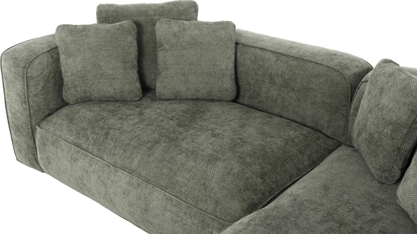 Divan qoshe 3-vendësh GRACE FH3280.05R pëlhurë jeshile 252x105-160x70-90Hcm