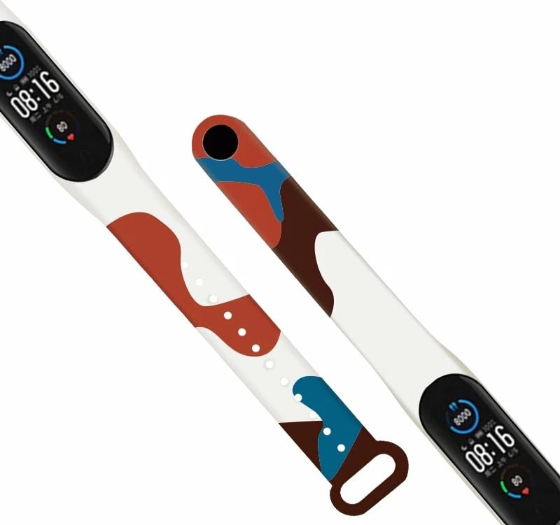 Rrip silikoni Hurtel Strap Moro për Xiaomi Mi Band 3/4, kamuflazh, Bardhë/Kuq/Kaltër
