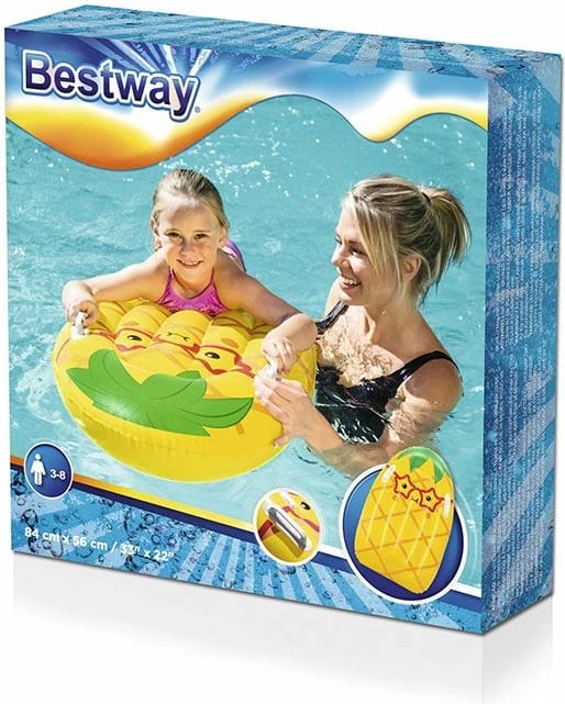 dyshek uji fryhor për fëmijë, Bestway Ananas, 84 x 56 cm, me doreza, e verdhë