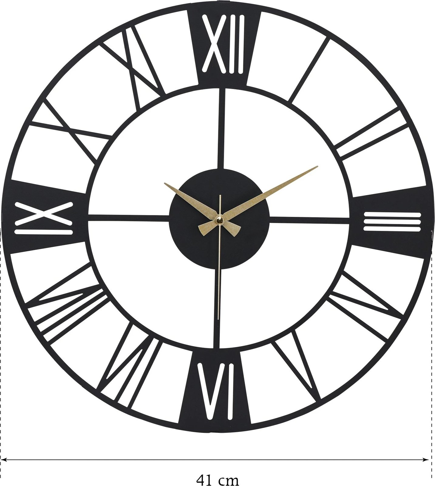 Orë muri dekorative metalike Wallity, Romana, e zezë, 41cm