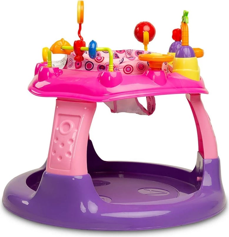 Qendër aktiviteti bebi, Toyz, Hula Bubblegum, rrotullim 360°, panel muzikor me drita, rregullim 3 nivele, rozë