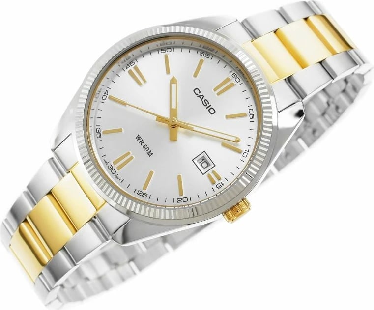 Orë dore për meshkuj Casio, argjend e ar