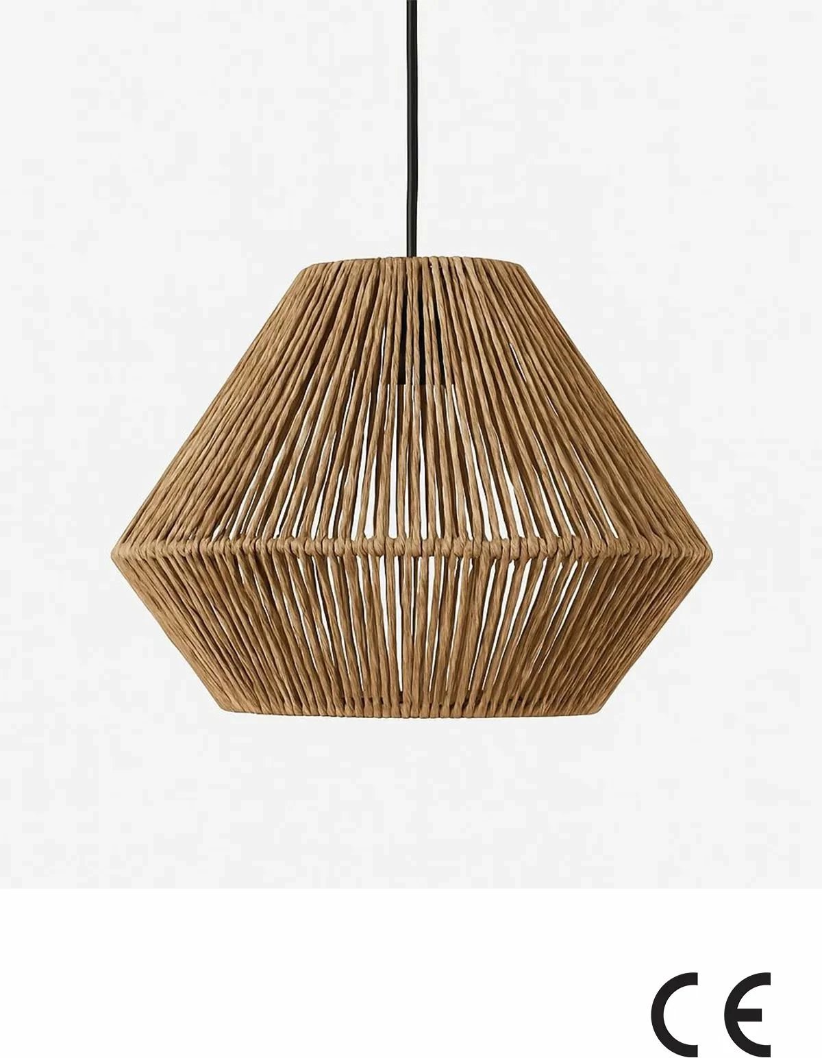 Llambë tavani Opviq, BK085, ngjyrë ecru, trup metalik, kapak rafia, lartësi e rregullueshme