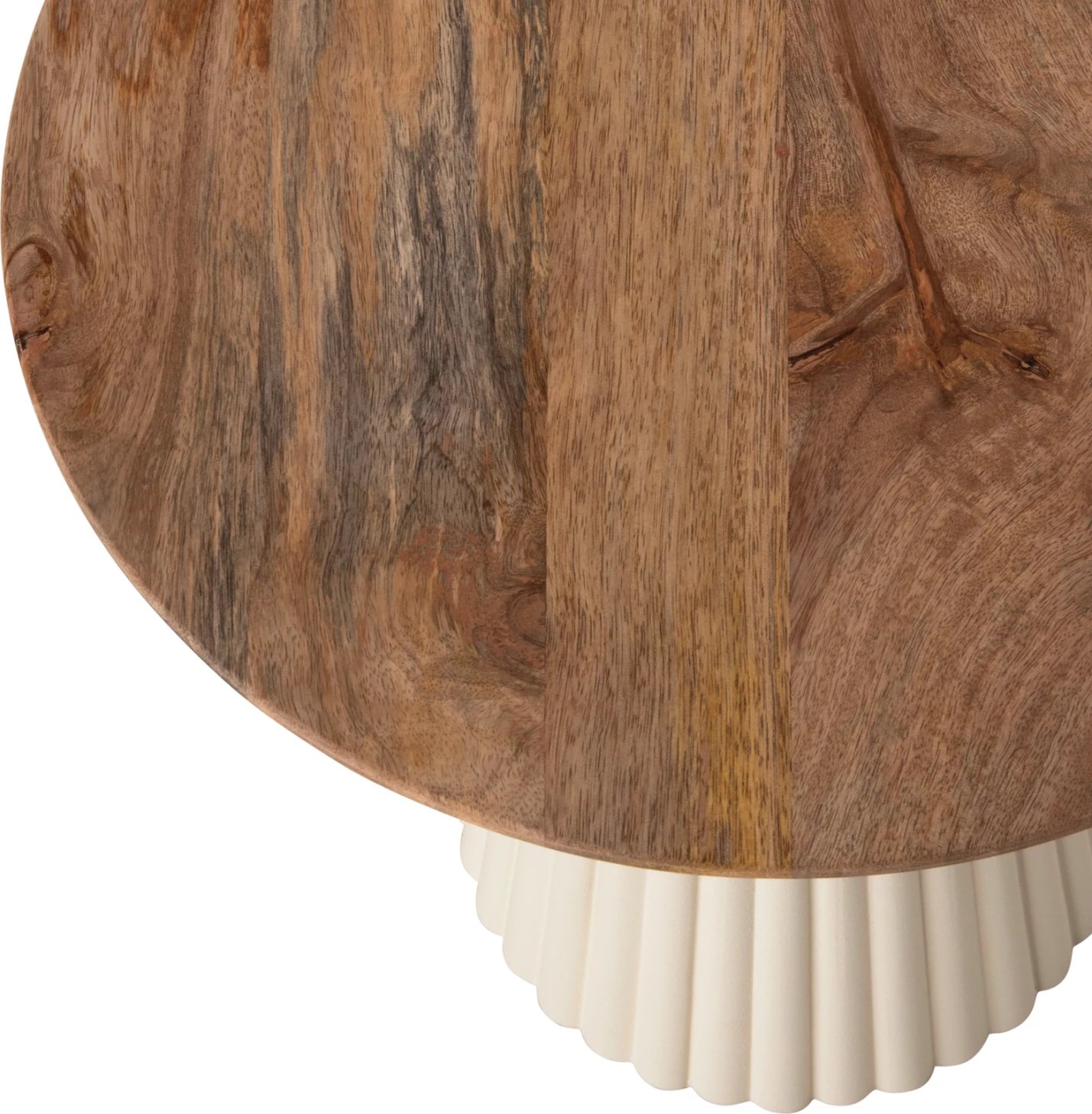 Tavolina kafeje 2 copë Foldy FH9925 bazë metali ngjyrë fildishi, sipërfaqe e rrumbullakët dru mango natyral Φ40 & Φ48 Tavolina kafeje 2 copë Foldy FH9925 bazë metali ngjyrë fildishi, sipërfaqe e rrumbullakët dru mango natyral Φ40 & Φ48