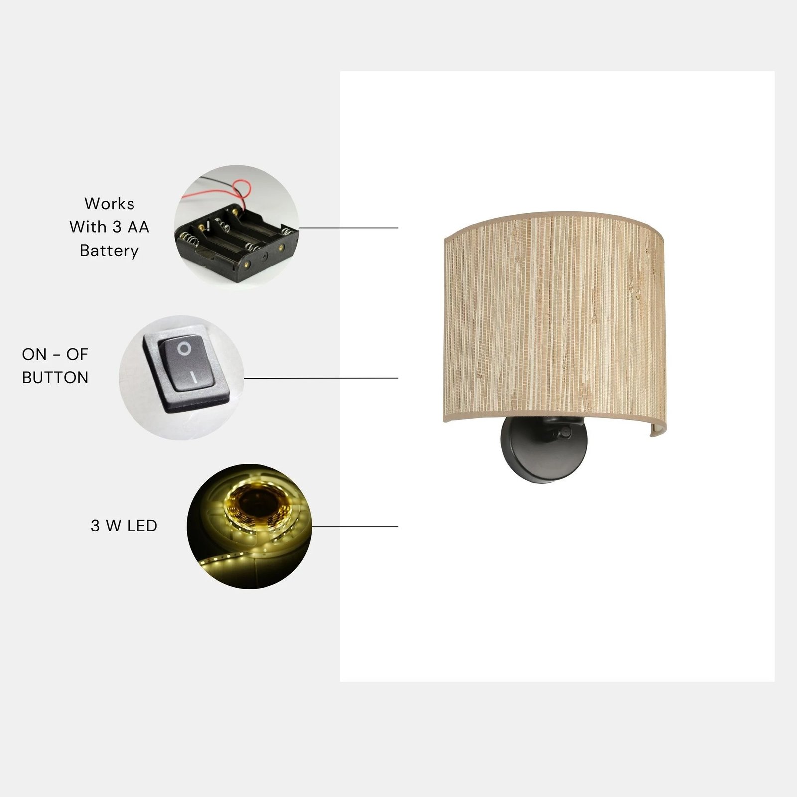 Llambë muri Opviq, bambu, 8860-7P