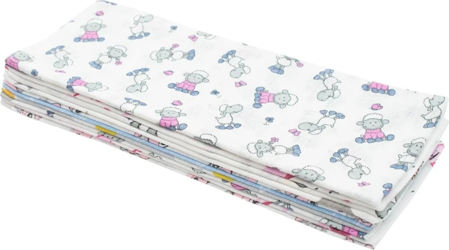 Pelena pambuku me printa, NEW BABY STANDARD 60x80 cm, set 10 copë, ngjyra të përziera