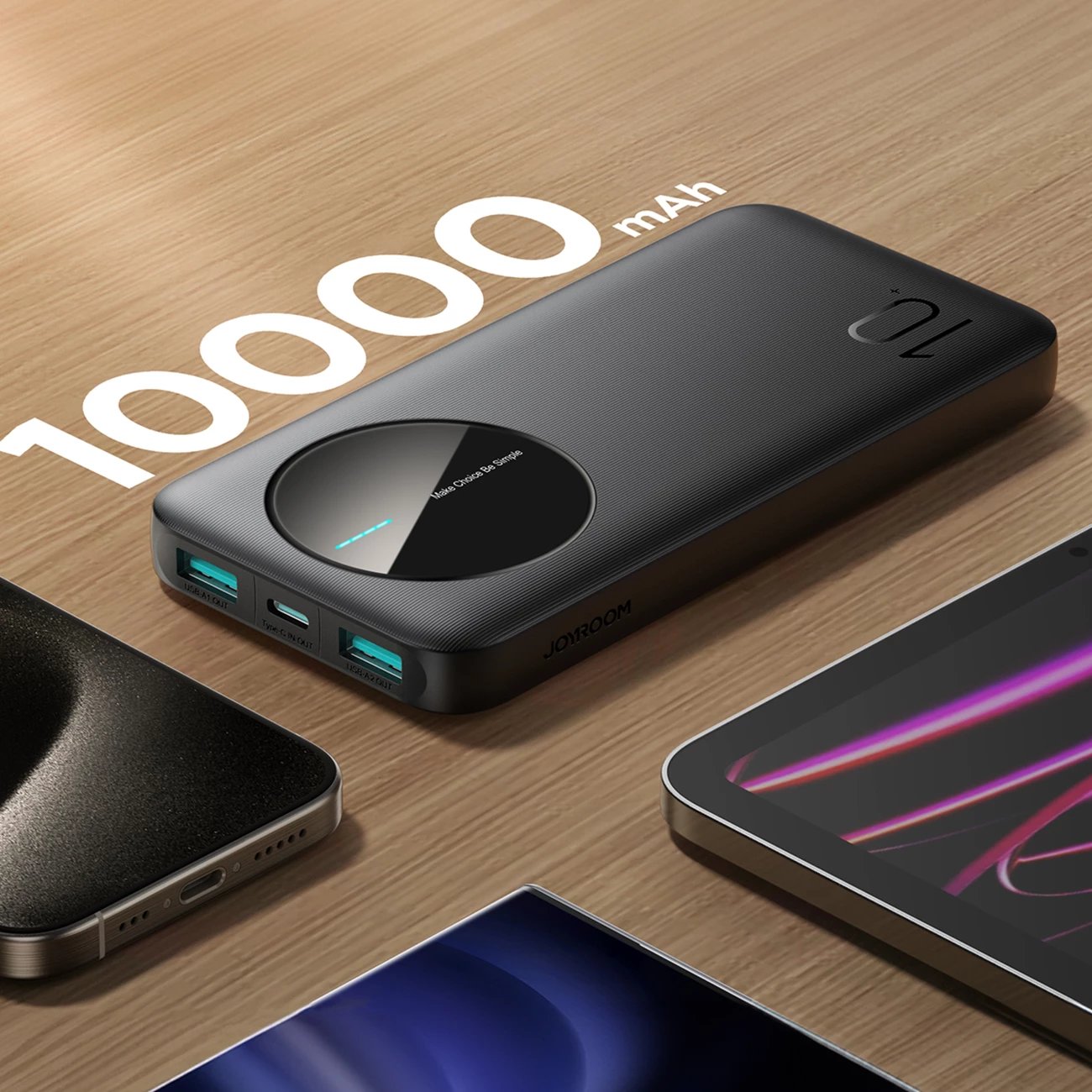 Powerbank Joyroom JR-PBF12, 10000mAh, 2x USB-A, 1x USB-C, e zezë
