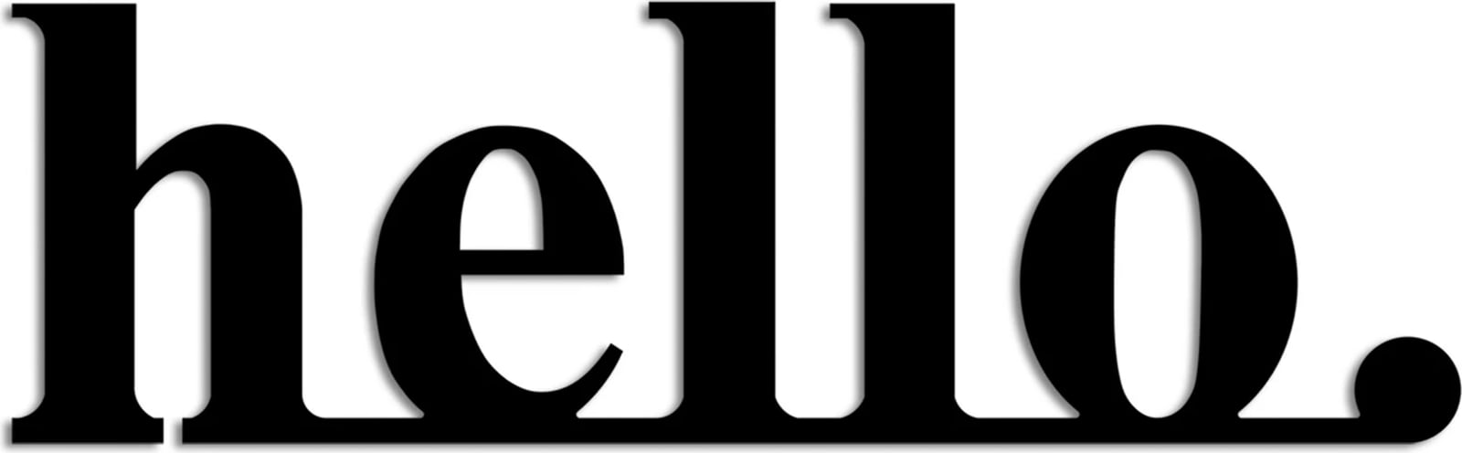 Aksesor dekorativ metalik për mur, Wallity, 'hello', ngjyrë e zezë, 70x21cm