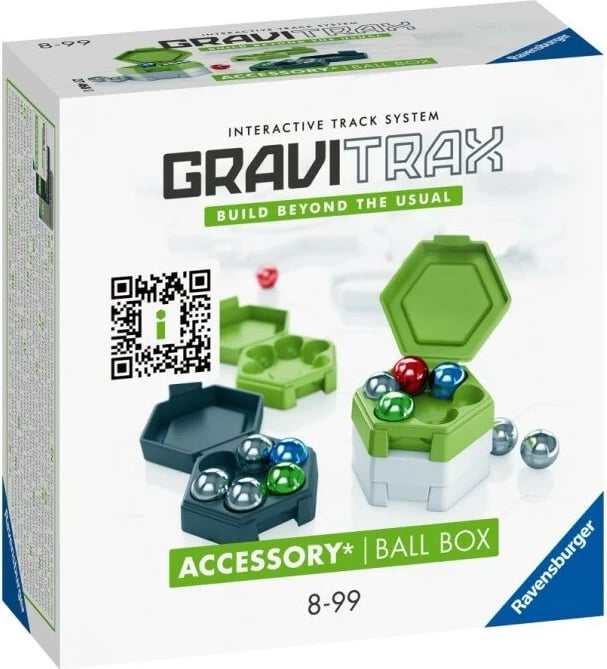Set toptha dhe kuti Gravitrax Ravensburger 27468, 12 copë toptha, 4 kuti, shumëngjyrëshe