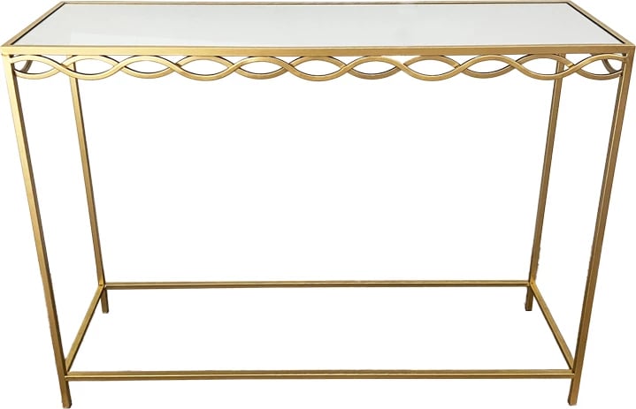 Konsolë Benda, metal ngjyrë ari, 100x30x80cm