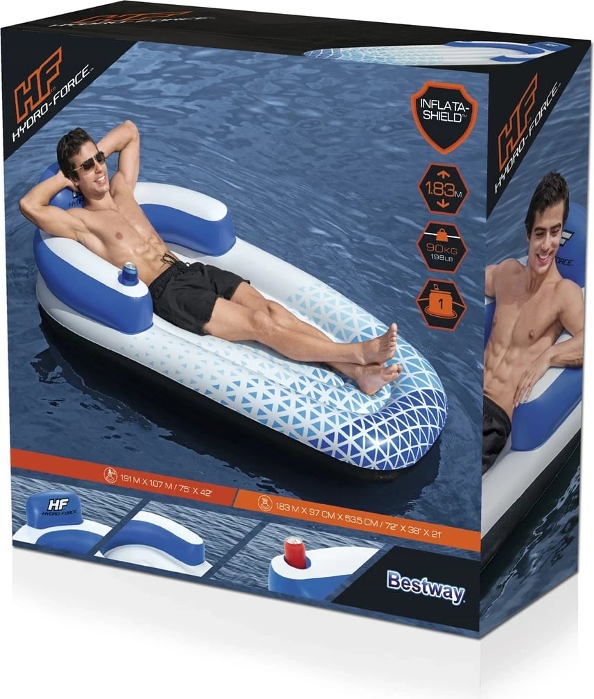 Dyshek uji Bestway Hydro-Force Indigo Wave Pool Lounge 1.83 m, Blu Dyshek uji Bestway Hydro-Force Indigo Wave Pool Lounge 1.83 m, Blu