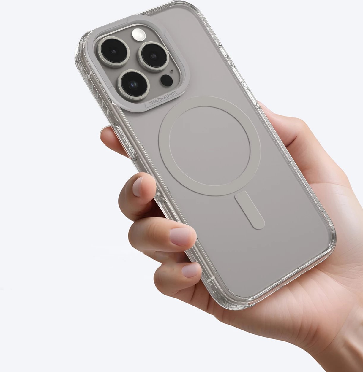 Mbështjellës AmazingThing Titan Pro Mag me unazë magnetike për iPhone 16 Pro Max, Gri