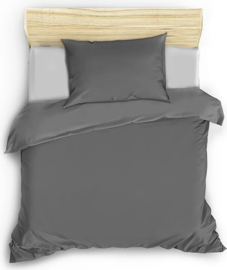 Set mbulesë jorgani njëpersonëshe satin, ngjyrë gri e errët, L'essentiel