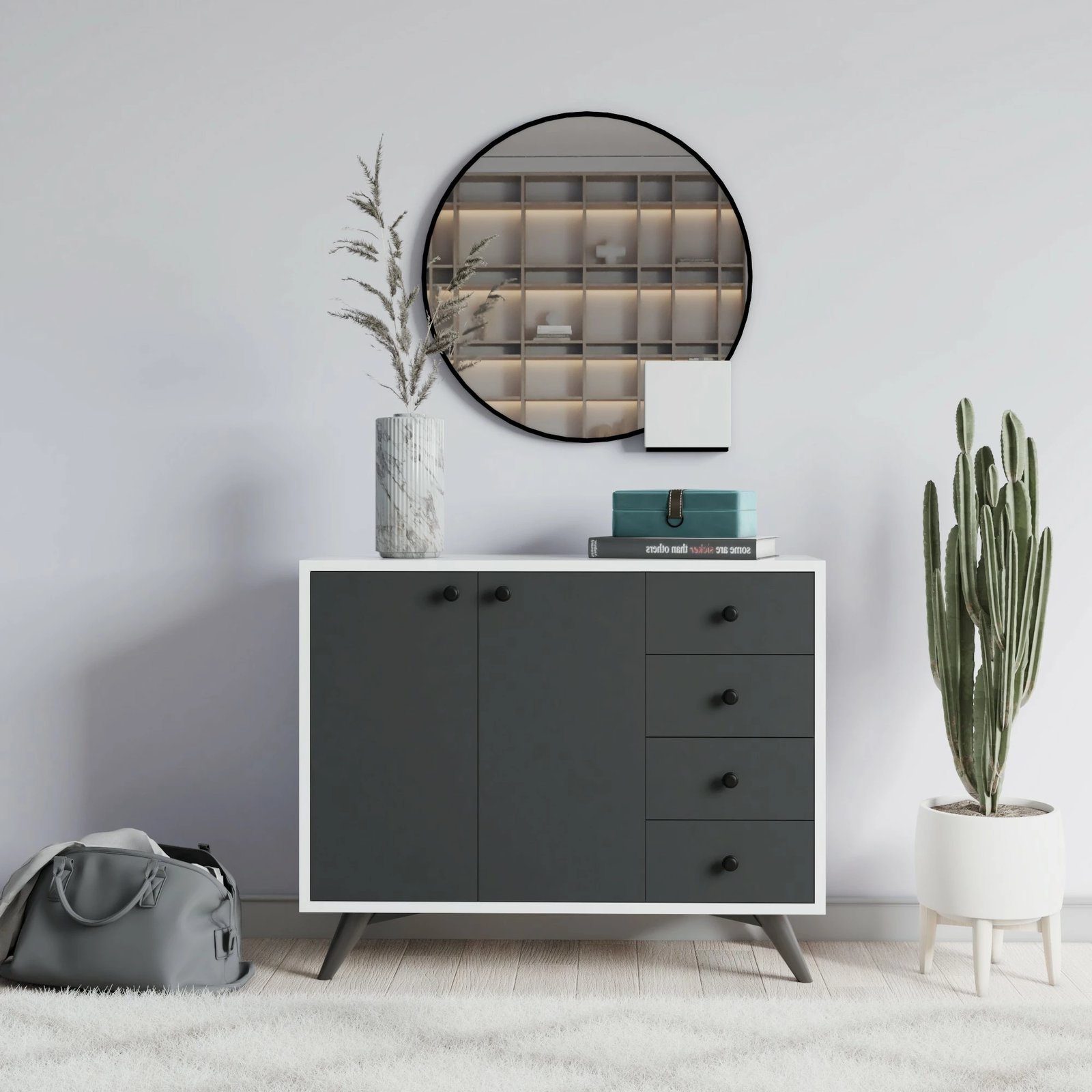 Dollap multifunksional Hanah Home, i bardhë, antracit