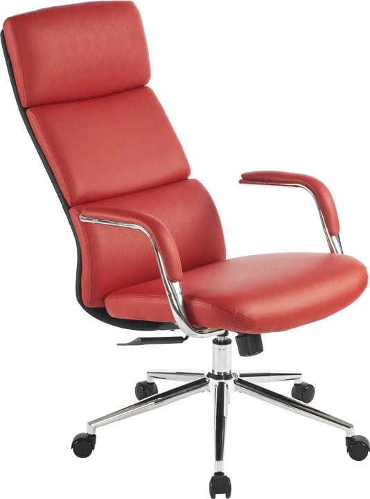 Karrige menaxheri për zyre Bendona, lëkurë PU e kuqe, 71x78x119-127cm