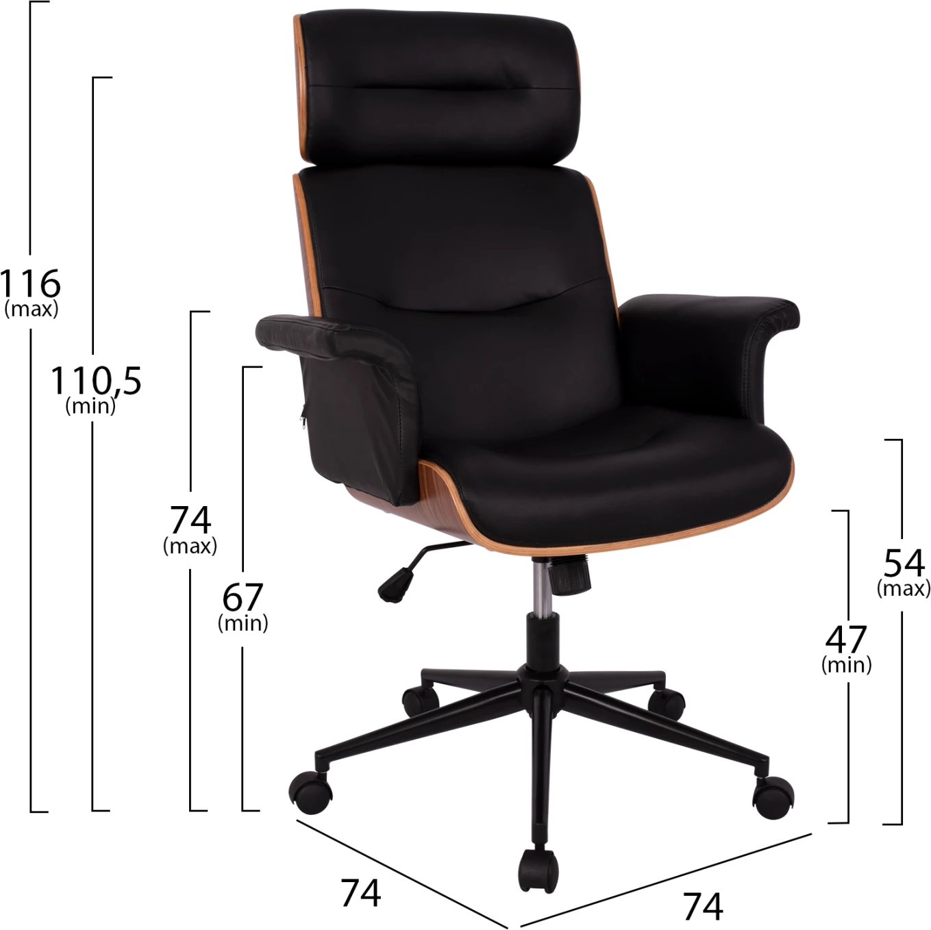 Karrige për zyre menaxheri Superior Pro FH1108.01 ngjyrë arre-e zezë 74x74x116 cm