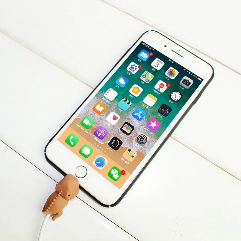 Mbështjellës kablloje për telefon Hurtel, formë pande, silikon, Bardhë