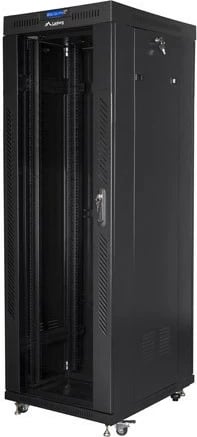 Kasë RACK Lanberg 37U 600x800, e zezë, dyer xhami