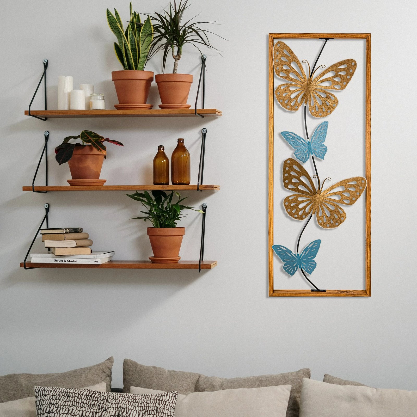 Aksesor dekorativ metalik për mur, Wallity Nayino, shumëngjyrësh, 34x4x90cm