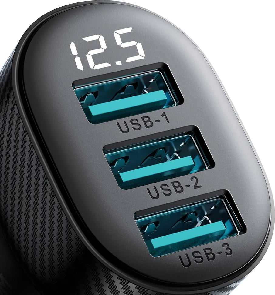 Karikues veture Joyroom JR-CCD03, 3x USB-A, 3.4A, me ekran, zi