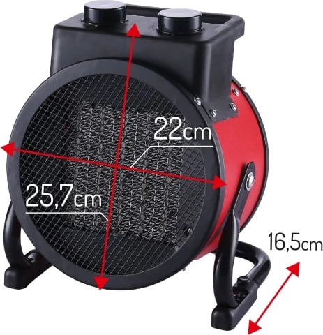 Ngrohës me ventilator qeramik, Camry CR 7743, 2400W, 2 nivele 1000/2400W, termostat, kënd fryrjeje vertikale 90°, i kuq