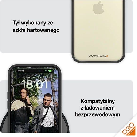 Mbështjellës PanzerGlass ClearCase për iPhone 15 Plus / 14 Plus, D3O, i tejdukshëm & zi