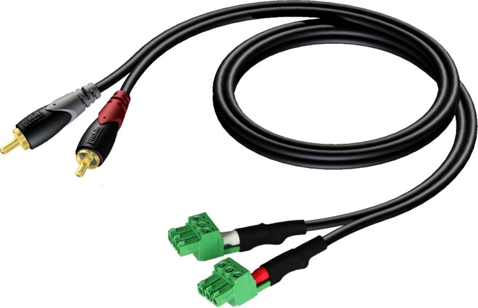 Kabllo audio AUDAC CLA832, 0.5m, 2 x RCA mashkull, 2 x terminal, e zezë