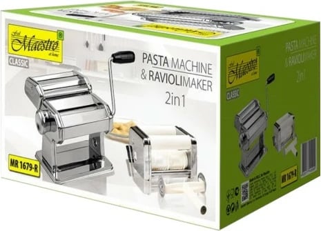 Makineri për makarona/lasagne/ravioli 3-në-1, Feel-Maestro MR-1679R, inoks, 9 nivele trashësie, gjerësi 14.5 cm, ngjyrë çelik