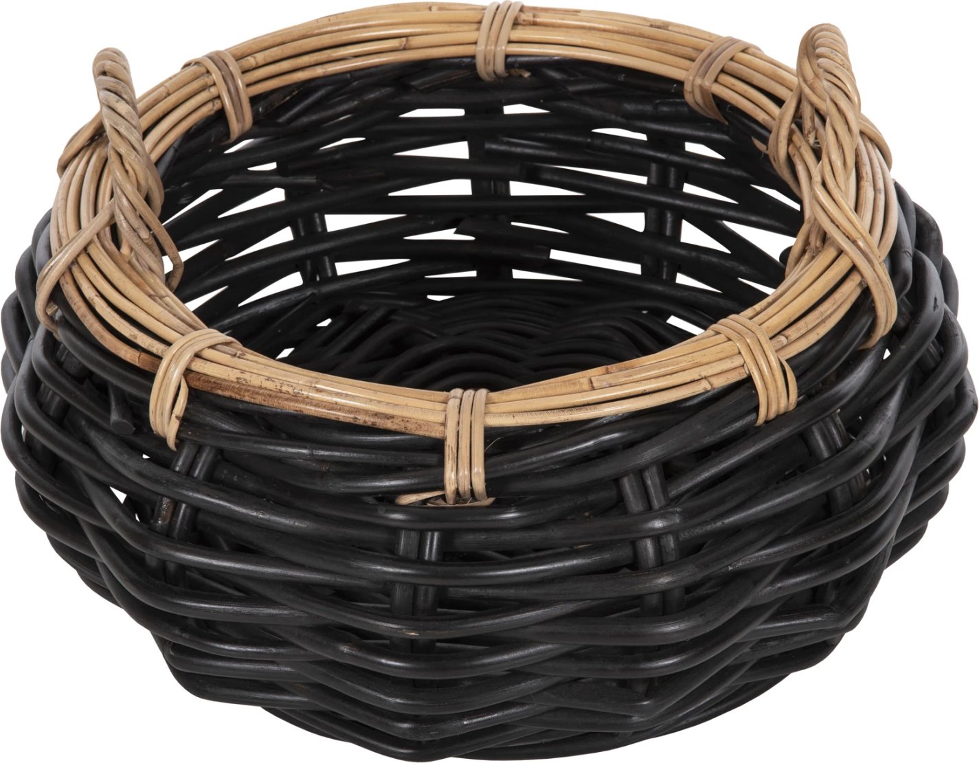 Shportë dyshemeje POTTS FH4378 CL rattan, ngjyrë zezë & natyrale, Φ62x36H cm